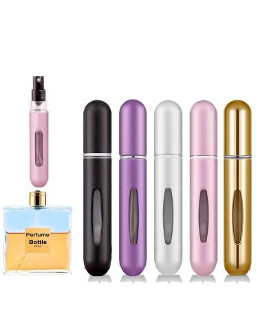 Rosiya Perfume Atomiser pack of 5pcs Perfume Travel Bottle 8ML Refillable Perfume Spray Bottle Easy to Refill Empty Atomiser Bottle for Purse Handbag Pocket and Luggage (Matte)