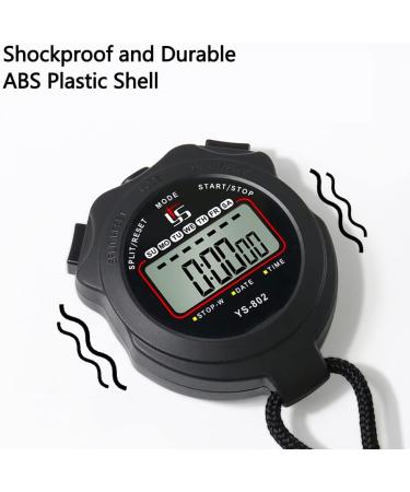 Sports Stopwatch Timer - Digital Clock Calendar Alarm - Shockproof for Running Swimming Referee - Black (2 Pcs) - Buy Online on SooperMarket.com