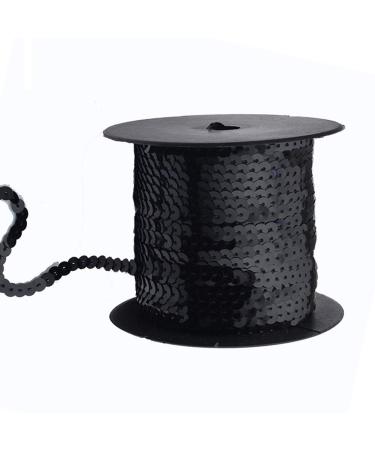 Spangle Paillette Sequins Roll Spangle Flat,String Trim DIY Projects, Sequin String Ribbon Roll for Crafts,Embellishments,Costume Accessories(6MM,100 Yard) (Black)