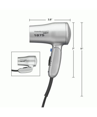 Conair 1875 Watt Compact Dual Voltage Travel Hair Dryer - Grey - Buy Online on SooperMarket.com