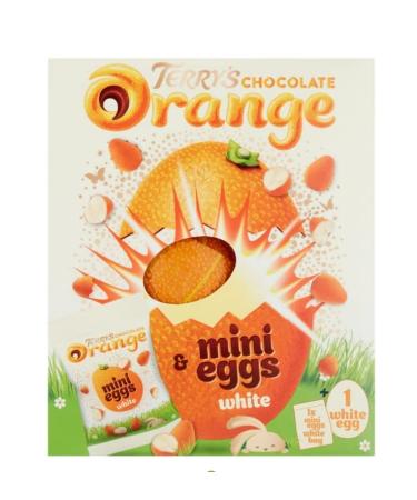 Terry's Chocolate Orange White Easter Egg & White Mini Eggs 230g Large White Chocolate Orange Easter Egg Egg Hunt Easter Chocolate