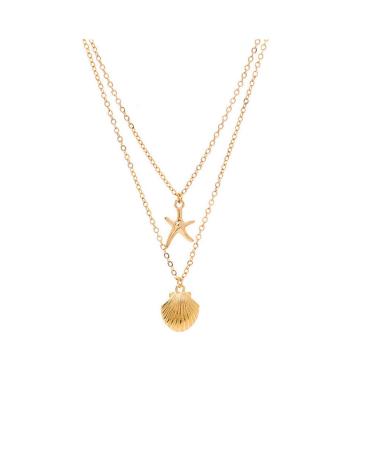Yalice Layered Starfish Necklace Chain Boho Shell Necklaces Jewelry for Women and Girls Gold