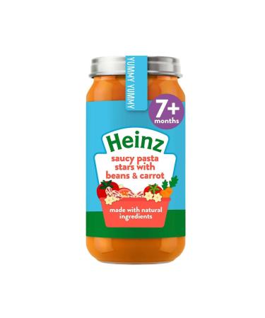 Heinz Baby Food Saucy Pasta Stars Beans Carrot 7+Months Pack of 6 Jars 200g