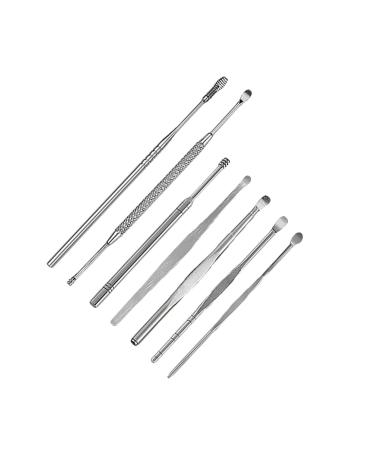 Ear Cleaning Tools 1 Set 7pcs Seven Piece Ear Picking Tool Set Ear Cleaners Nursing Ear Care Tools Ear Clean Tool Set Silver Ear Buckle Stainless Steel Ear Cleaners