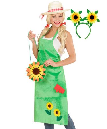Carnival clothes gardener apron with headband carnival gardener ladies costume headband flowers one size
