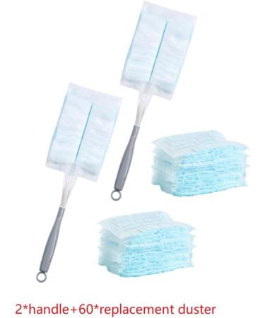 TAMOSH 60Pcs Duster Refills Electrostatic Duster Disposable Dusting Tools for Cleaning with 2 Handles for Home Ceiling Furniture Multi- Dusting - Buy Online on SooperMarket.com
