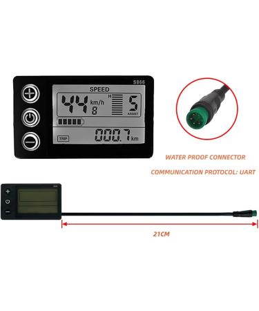 S866 Electric Bicycle LCD Display Meter - 24V 36V 48V E-Bike Control Panel with Waterproof Plug and UART Communication Protocol - Buy Online on SooperMarket.com