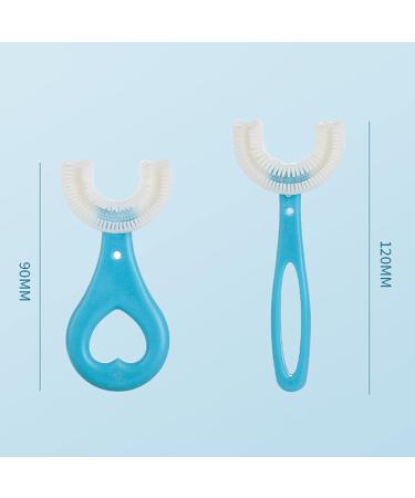 Kids U-Shaped Toothbrush - Food Grade Soft Silicone Brush Head 360 Oral Teeth Cleaning Design for Toddlers and Children Pink Red Ellipse - Buy Online on SooperMarket.com