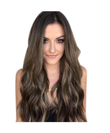 Amhomely women wig daty fashion long wig women mix colors color gradient long curly synthetic wig full perucke corrugated wigs