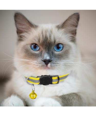 Hepplly 6-Pack Reflective Cat Collars with Bells - Quick Release Kitten Collars in Yellow | International Shipping - Buy Online on SooperMarket.com