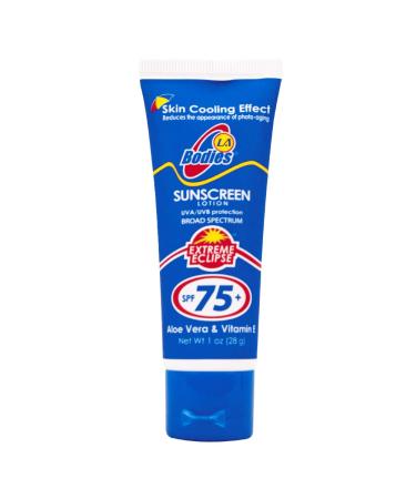 Travel Size Sunscreen SPF 75 - Moisturizing Aloe Vera Lotion for Face & Body | Acne-Prone Skin & UVA/UVB Protection | 1oz (12PC - Buy Online on SooperMarket.com