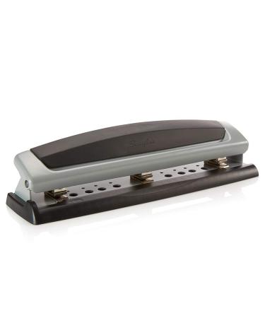 Swingline 3 Hole Punch  2- 3 Hole Adjustable Desktop Puncher  10 Sheet Punch Capacity  Precision Pro  Black/Silver (74037)
