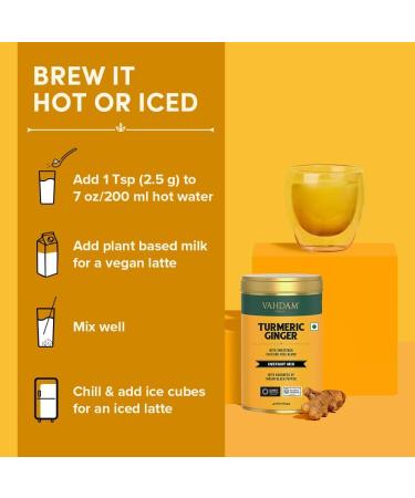 VAHDAM Turmeric Ginger Latte Mix (40 Cups 3.53oz) Caffeine-Free Golden Milk Powder With Curcumin Black Pepper & Ginger | Brew Hot/Iced Tea Or Turmeric Latte - Buy Online on SooperMarket.com