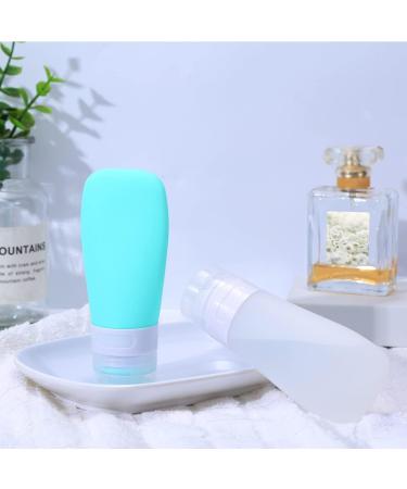 2-Pack Travel Silicone Bottles Set - Wasteland-Proof Refillable Containers with Carrying Bag - Mini 90ml Shampoo & Lotion Bottle - Green & White - Buy Online on SooperMarket.com