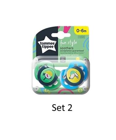 Tommee Tippee Orthodontic Pacifiers 0-6 Months - Assorted Designs Pack of 2 | International Shipping Available - Buy Online on SooperMarket.com