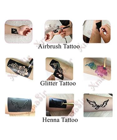 Xmasir 5 Sheets 70pcs Small Glitter Woman Drawing Tattoo Stencil Set for Kids - Cute Airbrush Stencils & Templates - Buy Online on SooperMarket.com