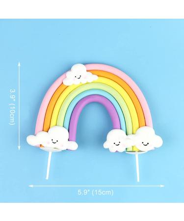 Rainbow Cloud Cake Topper - Colorful Soft Pottery Cupcake Decoration for Boys and Girls Birthday Party - Buy Online on SooperMarket.com