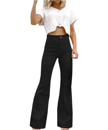 Vintage Y2K High Waist Corduroy Flared Pants for Women - Black | Streetwear Wide Leg Trousers with Pockets - Buy Online on SooperMarket.com