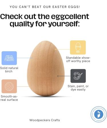 Woodpeckers 4-3/8 in Easter Egg Paint Kit - Pack of 2 Standable Wooden Eggs for Crafts - Buy Online on SooperMarket.com