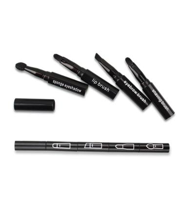 Premium 4-in-1 Detachable Makeup Brush Kit - Portable Travel Lip Eyeshadow & Eyebrow Brushes (Black) - International Shipping Available - Buy Online on SooperMarket.com