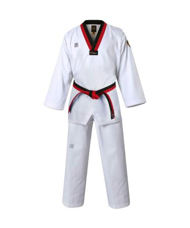 MOOTO Korea Taekwondo MTX S2 Basic Uniform Poom Neck Dobok Martial Arts Jujitsu Gym School Academy Poomse Training Uniforms 140 (Height : 140149cm)(4.594.89ft)