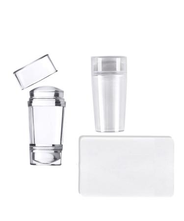French Double Head Nail Art Tool with Scraper Silicone Seal Printing Transfer Nail Stamp Scraper Stamp for Manicure (Single+Double Head)