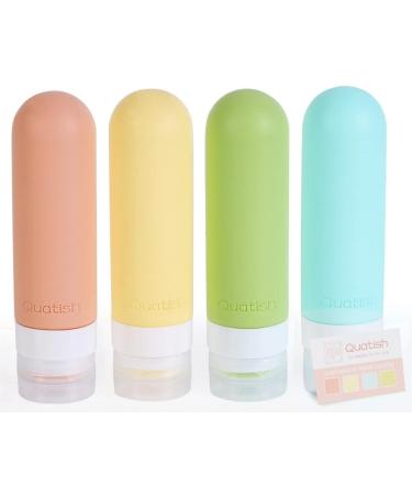 Quatish Travel Bottles for Toiletries 4 Pack Leak Proof Travel Size Containers BPA Free Silicone Travel Shampoo and Conditioner Bottles Tsa Approved 3 oz Travel Size Bottles for Cosmetic Lotion Multi-Color 4 pack