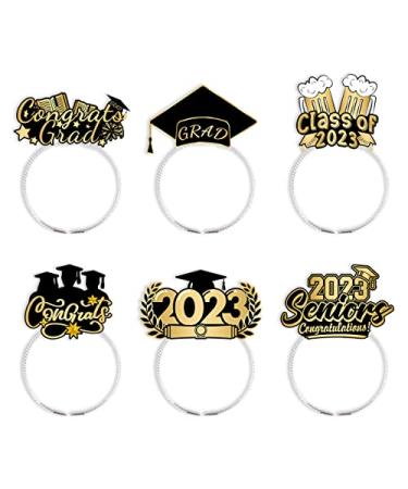2023 Graduation Headbands Graduation Party Headwear Bachelor Hat Paper Decorations Congrats Theme Hairbands Hair Hoop Hair Supplies 2023 Graduate Design Hair Decorations Party Favor Accessories 6PCS