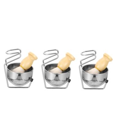Beavorty 3 Sets Shaving Brush Set Tool Man Wooden Cleaning Utensils Metal Assorted Colors X 3pcs 11.2x8.1cmx3pcs