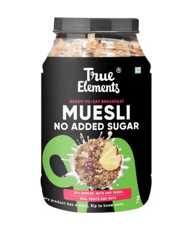 True Elements Muesli Sugar Free 1kg - Packed with 13.5g Plant Protein | Breakfast Cereal | No Added Sugar