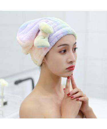 NOLITOY Quick Dry Hair Towel Wrap for Women - Cute Bowknot Design Super Absorbent for Curly & Thick Hair Colorful Elastic Hair Cap - Buy Online on SooperMarket.com