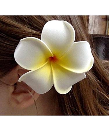 DreamLily Women's Fashion 3 Pcs Hawaiian White Plumeria Flower Foam Hair Clip Set for Beach - White - Buy Online on SooperMarket.com