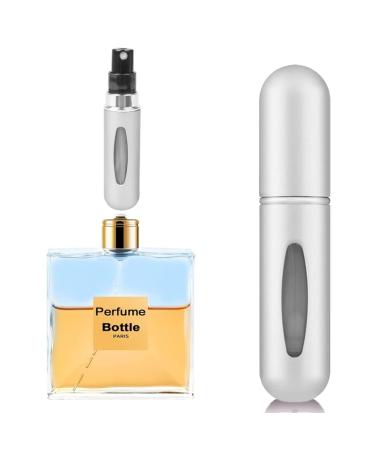 Rosiya Perfume Atomiser pack of 1 Perfume Travel Bottle 5ML Refillable Perfume Spray Bottle Easy to Refill Empty Atomiser Bottle for Purse Handbag Pocket and Luggage (Silver) Silver Pack of 1