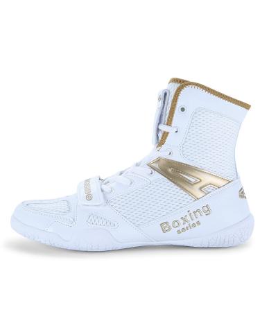 Adoff unisex boxing shoes men Ma'am squatting shoes ring shoes youth muay thai taekwondo boxing training shoes martial art shoes breathing active 46 47 EU white gold