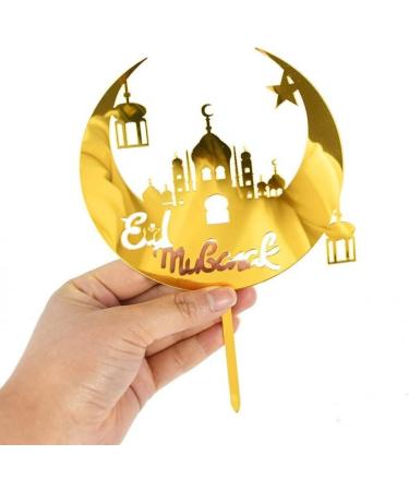Eid Mubarak Cake Toppers Golden Ramadan Cake Topper Acrylic Moon Cake Topper for Islamic Muslim Festival Decorations - Buy Online on SooperMarket.com