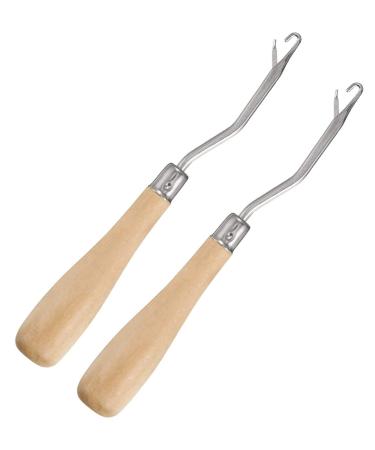 2 Pieces 6.3 Inch Wooden Bent Latch Hook Crochet Needle, Knitting Tool for Rug Making and Art Crafts Latch Hook latch hook