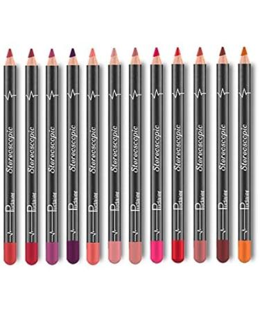Beteligir Matte Lip Liner Pencil Set - 12 Assorted Colors Natural Lip Makeup Soft Pencils Waterproof and Long Lasting Velvet Lip Liners (01)
