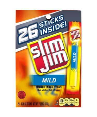 Slim Jim Smoked Meat Sticks Mild 0.28 Oz 26-Count