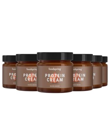 foodspring Protein Cream 6 x 200g High Protein Chocolate Hazelnut Spread with 85% Less Sugar