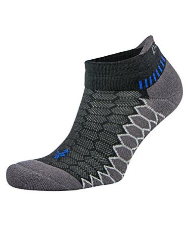 Balega Silver Compression Fit Performance No Show Athletic Running Socks for Men and Women (1 Pair) Large Black/Carbon