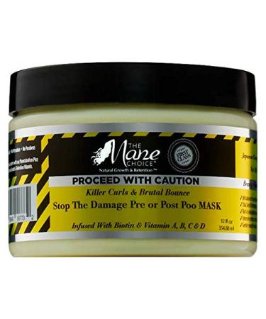 THE MANE CHOICE - Proceed With Caution Killer Curls & Brutal Bounce Stop The Damage Pre or Post Poo Mask (12 oz)