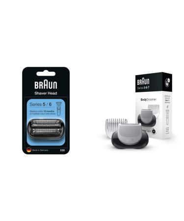 Braun Series 5 Electrician Shake replacement shear compatible with razor men Series 5 and 6 53b Schwarz & EasyClick Bodygroomer attachment for razors compatible with Series 5 6 and 7 Scherk head + body groomer attachment