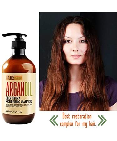 Moroccan Argan Oil Shampoo and Conditioner Set - SLS Sulfate Free - Ideal Gift for Damaged, Dry, Curly, or Frizzy Hair - Thickening Formula for Fine/Thin Hair - Safe for Color & Keratin Treated Hair - Buy Online on SooperMarket.com