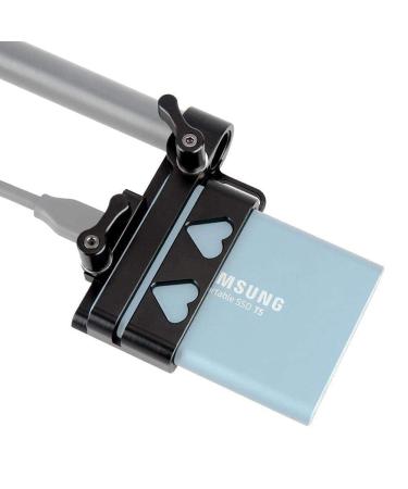 NICEYRIG T5 SSD Holder Mount with 15mm Single Rod Holder Applicable for BMPCC 4K & 6K, Samsung T5 SSD Bracket - 280