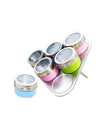 Alipis 6pcs Steel Bottle Stainless Steel Container with Lid Clear Pot Spice Cans Spice Jar with Hook Duster 6.3*6.3CM As Shown