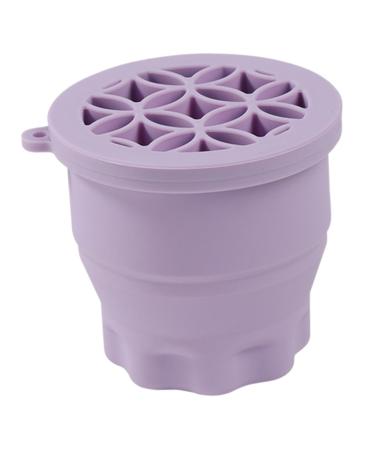 FRCOLOR Brush Scrubber Bowl Brush Holder Makeup Brush Cleaning Pad Powder Puff Cleaning Bowl Makeup Brush Washing Mat Makeup Sponge Cleaning Bowl Silica Gel Storage Box Make up Purple 10x8.5cm Purple