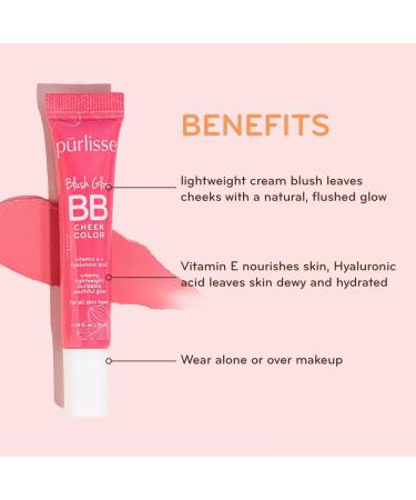 Purlisse Blush Glow BB Cheek Color - Cream Blush, Long Lasting, Vitamin E Hydrates | Sweet Rose - 0.34oz - Buy Online on SooperMarket.com