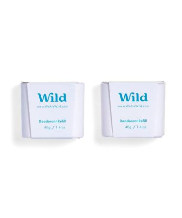 Wild - Natural Refillable Deodorant - Fresh Cotton & Sea Salt Refill Duo Pack - Vegan & Eco-Friendly - Aluminium Free - Long Lasting Protection - 100% Natural Ingredients - 2 Pack of 40g Refills Fresh Cotton & Sea Salt 40 g (Pack of 2)