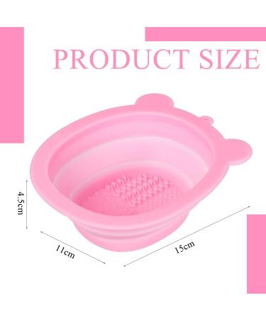 Acooruiteng Makeup Brush Cleaner Mat Foldable Silicone Makeup Brush Cleaning Mat Portable Makeup Brush Cleaning Pad Makeup Brush Cleaning Bowl for Makeup Brush Makeup Sponge Powder Puff Pink - Buy Online on SooperMarket.com