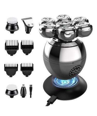 5 in 1 Electric Head Shaver for Bald Men Electric Cordless Waterproof LCD Men's Grooming Kit with Clippers Nose Trimmer Brush